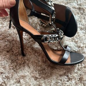 Elegant Black Chain-Embellished Heels